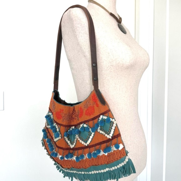 Jamin Puech Boho Shoulder Bag in Orange and Blue Beaded & Embroidered - Picture 5 of 7